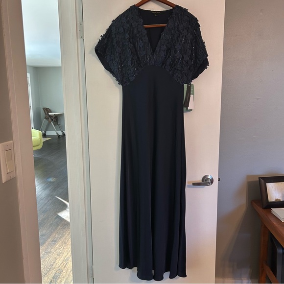 NWT Cynthia Steffe Navy Blue Long Dress Wedding Mother of Bride Groom Size 8 - Picture 5 of 10
